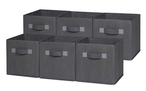 Foldable Cloth Storage Cube, Grey (4 or 6 pack)