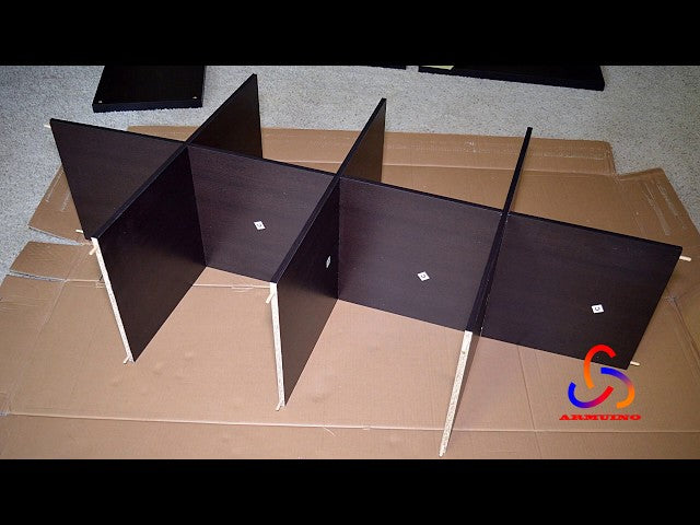 Assembling Target's 8-Cube Organizer, compatible with 13" storage bins.