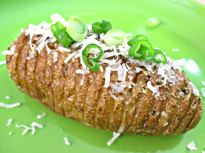 Hasselback Potato with Romano Cheese and Chives.The Best Hasselback Potatoes