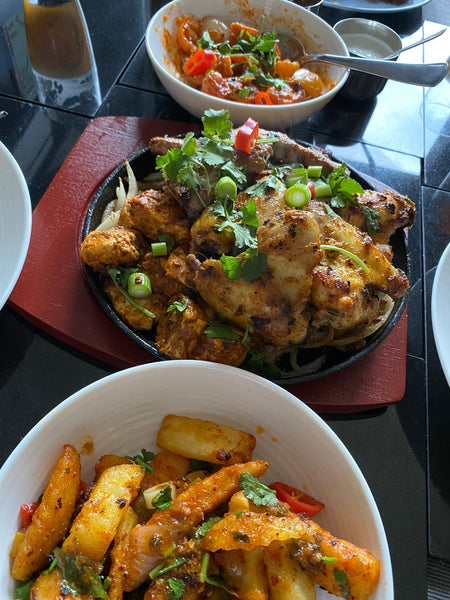 Homemade Indian Mixed Grill and Masala Chips