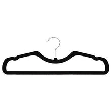 Load image into Gallery viewer, Heavy duty higher hangers space saving velvet clothes hangers slimline heavy duty closet organizers helps reduce wrinkles and clutter great for dorms and increasing closet space 40 pack black velvet