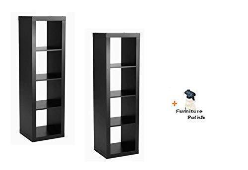 Officesaleman Better Homes and Gardens 4-Cube Organizer Storage Bookcase Bookshelf (Solid Black, 4-Cube, 2 Pack + Freebie)