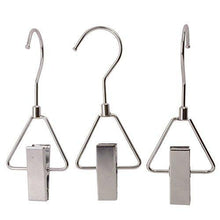 Load image into Gallery viewer, The best aligle energy chrome steel heavy duty hanger clips hooks portable laundry hook 360 swivel joint triangle hooks metal clip for laundry drying hanging organizer of boots shoes closet 5 pcs