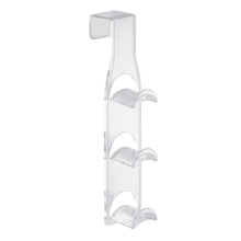 Load image into Gallery viewer, Get mdesign plastic 3 tier over the door closet organizer rack for handbags purses backpacks totes 3 hooks 2 pack clear