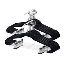 Load image into Gallery viewer, Purchase yikalu clothes hangers with clips 20 pack velvet hangers non slip hangers premium ultra thin pants hangers skirt hangers with swivel hooks for closetblack