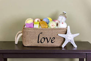 Top rated lillys love storage baskets organizer set 3 pack burlap nesting popular canvas storage bins for closet kitchen or bathroom organizing