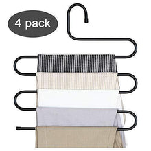 Load image into Gallery viewer, New ds pants hanger multi layer s style jeans trouser hanger closet organize storage stainless steel rack space saver for tie scarf shock jeans towel clothes 4 pack