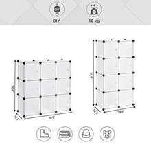 Load image into Gallery viewer, Exclusive songmics cube storage organizer 9 cube diy plastic closet cabinet modular bookcase storage shelving with doors for bedroom living room office 36 7 l x 12 2 w x 36 7 h inches white ulpc116wsv1