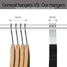 Load image into Gallery viewer, Save on yikalu clothes hangers with clips 20 pack velvet hangers non slip hangers premium ultra thin pants hangers skirt hangers with swivel hooks for closetblack