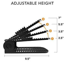 Load image into Gallery viewer, Products new upgraded adjustable shoes organizer best quality shoe slots closet storage space saver durable holds high heels to sneakers for men women and kid shoes 8 pack in black
