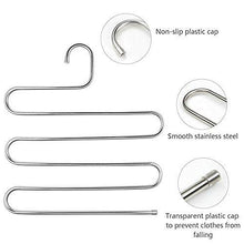 Load image into Gallery viewer, Storage organizer s type stainless steel clothes pants hangers for closet organization with multi purpose for space saving storage 10 pack