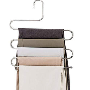 Try lef 3 pack s type stainless steel hangers for space consolidation scarfs closet storage organizer for pants jeans ties belts towels