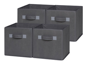 Foldable Cloth Storage Cube, Grey (4 or 6 pack)