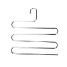 Load image into Gallery viewer, Get teerfu 3 pack study pants hangers s type stainless steel trousers rack 5 layers multi purpose closet hangers magic space saver storage rack for clothes towel scarf trousers tie
