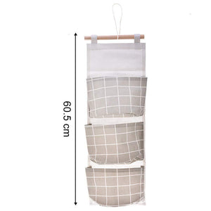 Discover gaiatop hanging storage 2 packs linen cotton fabric wall door closet hanging organizer bags with 3 pockets for living room bedroom bathroom white grey