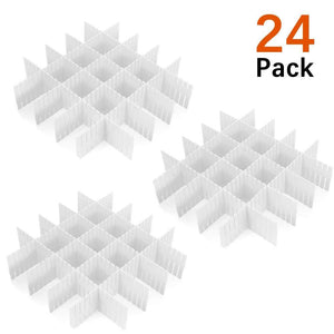 Top 24 pcs plastic diy grid drawer divider household necessities storage thickening housing spacer sub grid finishing shelves for home tidy closet stationary socks underwear scarves organizer white