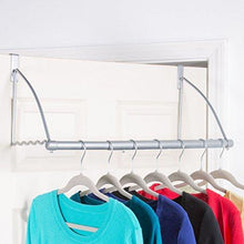 Load image into Gallery viewer, Heavy duty hold n storage over the door closet valet over the door clothes organizer rack and door hanger for clothing or towel home and dorm room storage and organization