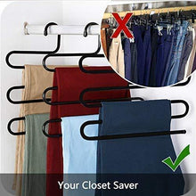 Load image into Gallery viewer, Products ds pants hanger multi layer s style jeans trouser hanger closet organize storage stainless steel rack space saver for tie scarf shock jeans towel clothes 4 pack