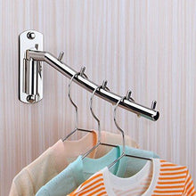 Load image into Gallery viewer, Featured hellonexo folding wall mounted clothes hanger rack wall clothes hanger stainless steel swing arm wall mount clothes rack heavy duty drying coat hook clothing hanging system closet storage organizer