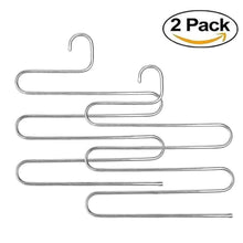 Load image into Gallery viewer, Latest ycammin pants hangers s type stainless steel trousers rack 5 layers multi purpose closet hangers saver storage rack for clothes towel scarf trousers tie etc2 pcs
