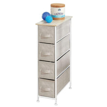 Load image into Gallery viewer, Shop for mdesign narrow vertical dresser storage tower sturdy frame wood top easy pull fabric bins organizer unit for bedroom hallway entryway closets textured print 4 drawers light tan white