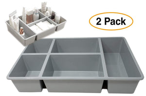 Organize with pro image drawer tray box organizer divider for pantry closet dresser kitchen bathroom desk 5 compartments storage 2 pack multi purpose