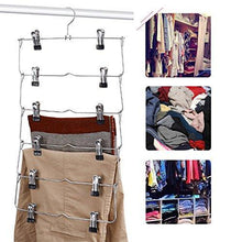 Load image into Gallery viewer, Get doiown 6 tier skirt hangers pants hangers closet organizer stainless steel fold up space saving hangers 4 pieces