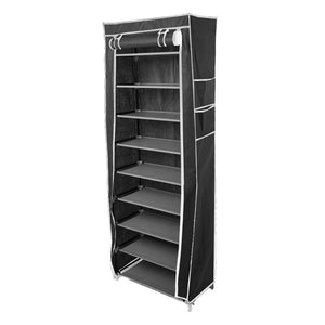 Home civilys 10 tier shoe tower rack with cover 27 pair space saving closet shoe storage boot organizer cabinet us stock black