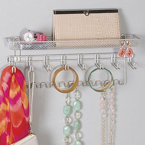 Buy now duvtail decorative metal closet wall mount jewelry accessory organizer for storage of necklaces bracelets rings earrings sunglasses wallets
