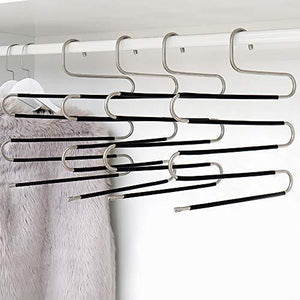 New ziidoo new s type pants hangers stainless steel closet hangers upgrade non slip design hangers closet space saver for jeans trousers scarf tie 6 piece 1