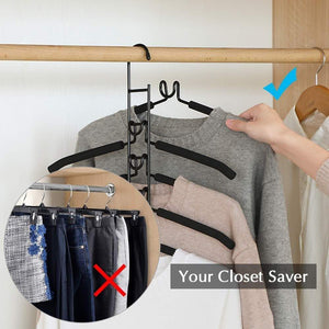 Organize with pupouse multi layers clothes hangers 5 in 1 anti slip sponge metal clothes rack multifunctional closet hanger space saving organizer for jacket coat sweater skirt trousers shirt t shirt