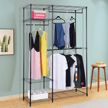 Load image into Gallery viewer, Try s afstar safstar heavy duty clothing garment rack wire shelving closet clothes stand rack double rod wardrobe metal storage rack freestanding cloth armoire organizer 1 pack