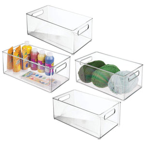 The best mdesign largeplastic storage organizer bin holds crafting sewing art supplies for home classroom studio cabinet or closet great for kids craft rooms 14 5 long 4 pack clear