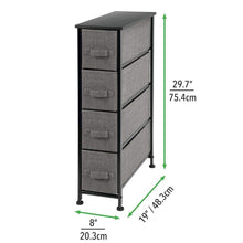 Load image into Gallery viewer, Purchase mdesign narrow vertical dresser storage tower sturdy metal frame wood top easy pull fabric bins organizer unit for bedroom hallway entryway closet textured print 4 drawers charcoal gray