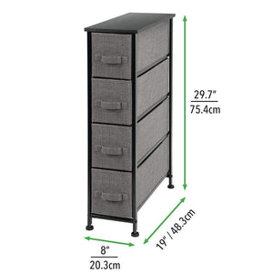 Purchase mdesign narrow vertical dresser storage tower sturdy metal frame wood top easy pull fabric bins organizer unit for bedroom hallway entryway closet textured print 4 drawers charcoal gray