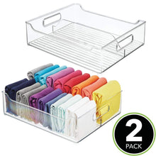 Load image into Gallery viewer, Shop for mdesign plastic closet storage bin with handles divided organizer for shirts scarves bpa free 14 5 long 2 pack clear
