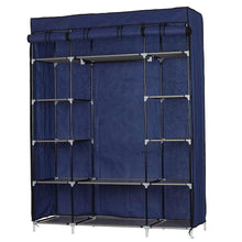 Load image into Gallery viewer, Buy halffle closet storage organizer 5 layer 12 compartment non woven fabric wardrobe portable clothes closet shelves with metal shelves and dustproof non woven fabric cover us stock navy blue