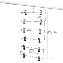 Load image into Gallery viewer, Try 6 tier skirt hangers star fly space saving pants hangers sturdy multi purpose stainless steel pants jeans slack skirt hangers with clips non slip closet storage organizer 3pcs 1