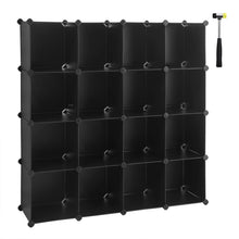 Load image into Gallery viewer, Results songmics cube storage organizer 16 cube book shelf diy plastic closet cabinet modular bookcase storage shelving for bedroom living room office 48 4 l x 12 2 w x 48 4 h inches black ulpc44bk