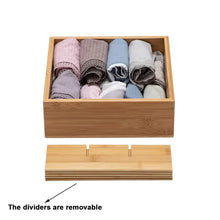 Load image into Gallery viewer, Discover the gobam tie and belt organizer box closet underwear storage box drawer divider for bras briefs socks and mens accessories compartments of 12 natural bamboo