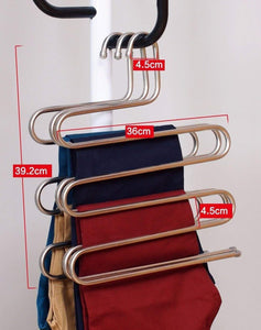 Kitchen eco life sturdy s type multi purpose stainless steel magic pants hangers closet hangers space saver storage rack for hanging jeans scarf tie family economical storage 1 pce 1