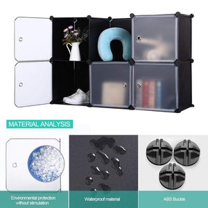 Home robolife 12 cubes organizer diy closet organizer shelving storage cabinet transparent door wardrobe for clothes shoes toys