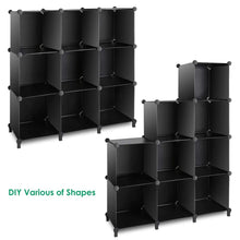 Load image into Gallery viewer, Top tomcare cube storage 9 cube closet organizer shelves plastic storage cube organizer diy closet organizer storage cabinet modular book shelf shelving for bedroom living room office black