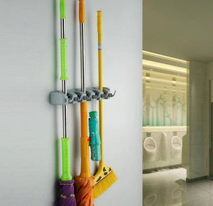 Buy yantu mop and broom holder wall mounted garden tool storage tool rack storage organization for your home closet garage and shed holds up to 9 tools superior quality tool rack holds mops brooms or sports equipment 4 position