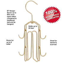 Load image into Gallery viewer, Buy now bt hanger tie rack tie holder tie hanger belt hook hangers in a closet organizer with non wood racks hold ties bow tie for men and mens belts and hanging accessories by rotating swiveling hooks