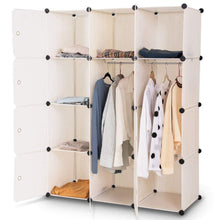 Load image into Gallery viewer, Products tangkula closet portable diy plastic stackable customizable bedroom dom dresser clothes closet wardrobe armoire organizing shelf cube storage with doors organizer closet 6 cubes 2 hanging sections