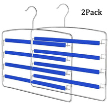 Load image into Gallery viewer, On amazon rosinking slack hangers swing arm pants 2 pack multi layers removeable stainless steel scarf slack hangers non slip clothes rack with foam padded rotatable hook closet space saving organizer