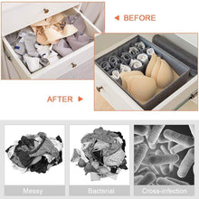 Load image into Gallery viewer, Heavy duty leefe drawer organizer with lids 2 pack foldable divider organizers closet underwear storage box for sortin socks bra scarves and lingerie in wardrobe or under bed breathable washable linen fabric