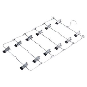 Home doiown 6 tier skirt hangers pants hangers closet organizer stainless steel fold up space saving hangers 4 pieces