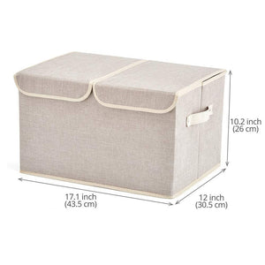 Featured large storage boxes 3 pack ezoware large linen fabric foldable storage cubes bin box containers with lid and handles for nursery closet kids room toys baby products silver gray